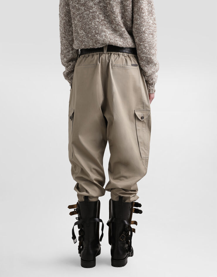 Dolce & Gabbana Stretch cotton gabardine cargo trousers Beige GP135TFUFL3