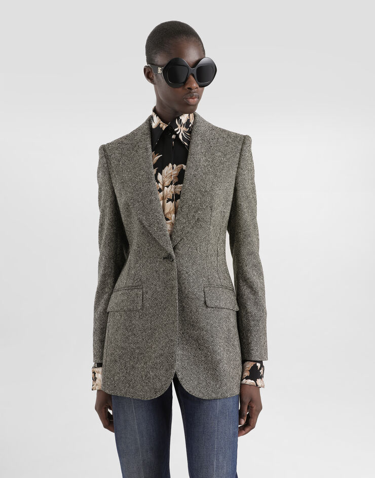 Dolce & Gabbana Single-breasted jacket in dotted wool Multicolor F29QGTFMBAR