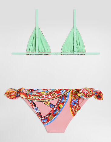 Dolce & Gabbana Carretto-print triangle bikini Multicolor L5J884ON0IB