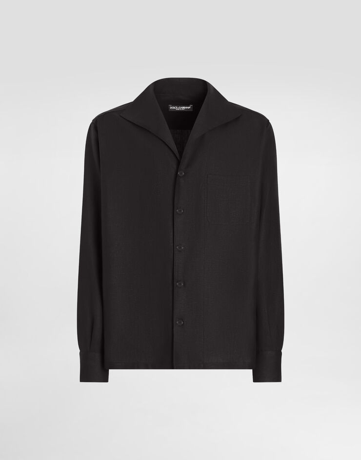 Dolce & Gabbana 亚麻长袖衬衫 黑 G5MW6TFU4JB
