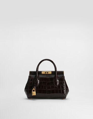 Dolce & Gabbana Borsa day mini Marlene in alligatore lucido Marrone BB7744A2R08