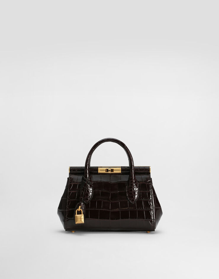 Dolce & Gabbana Borsa day mini Marlene in alligatore lucido Marrone BB7744A2R08