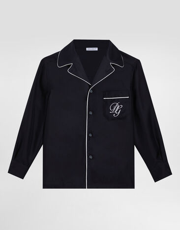 Dolce & Gabbana DGロゴ ツイル シャツ ブルー L43S72G7O7W