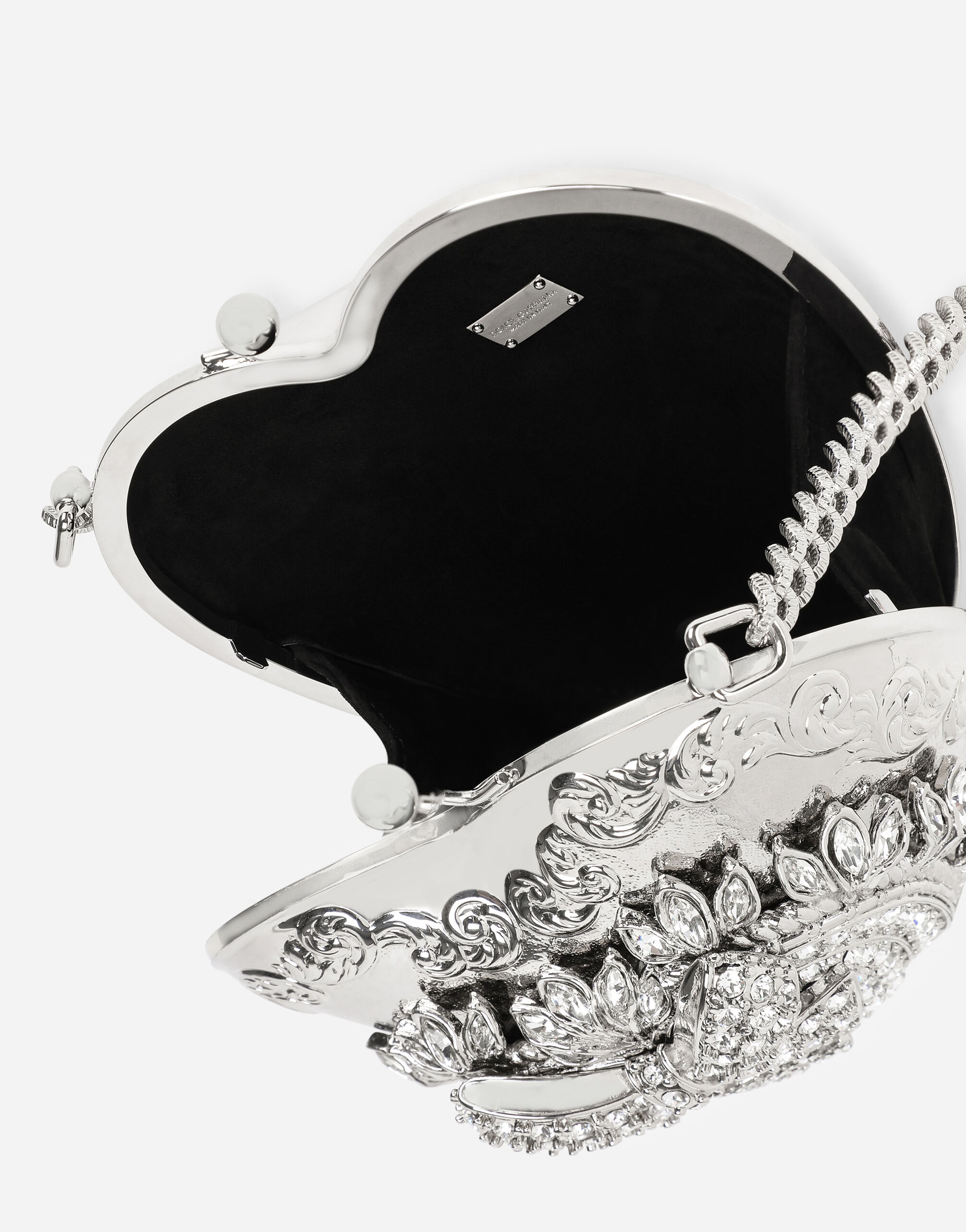 シルバーのウィメンズ Metal Devotion heart bag with crystal