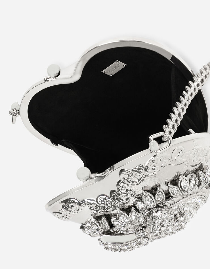 Dolce & Gabbana Metal Devotion heart bag with crystal embellishment Silver BB7137AY092