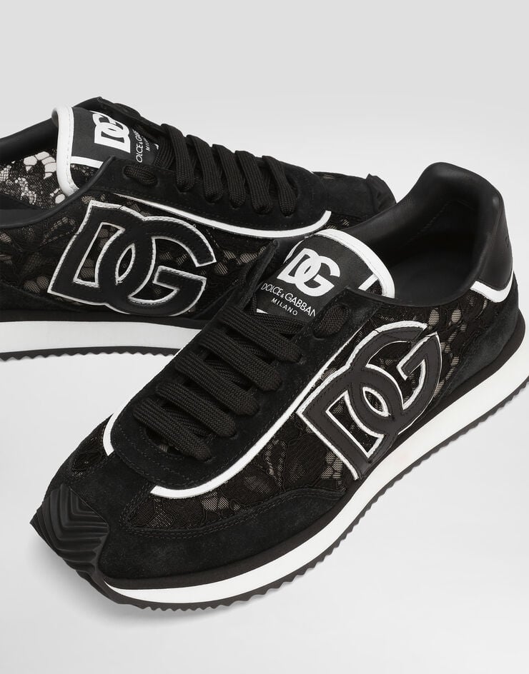 Dolce & Gabbana DG Cushion sneakers in calfskin and fabric Multicolor CK2340A9AC2