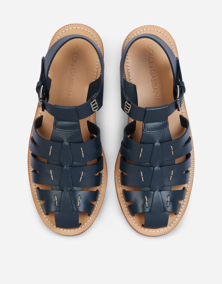 Dolce & Gabbana Calfskin pantheon gladiator sandals Blue A80160AV385
