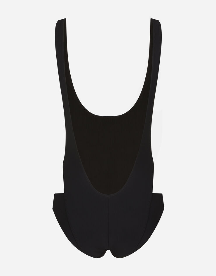 Dolce & Gabbana Racing swimsuit with bikini bottoms and DG logo Black O9B91JFUGA2