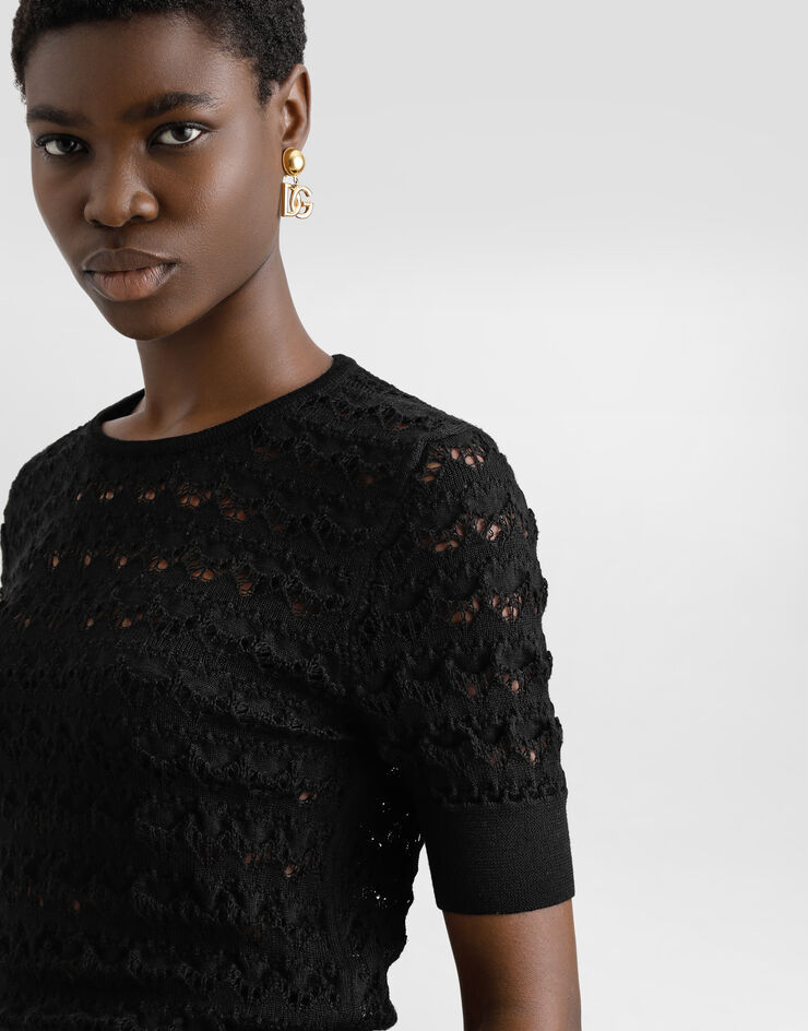 Dolce & Gabbana Maglia di lana punto pizzo Nero FXX03TJCVXE