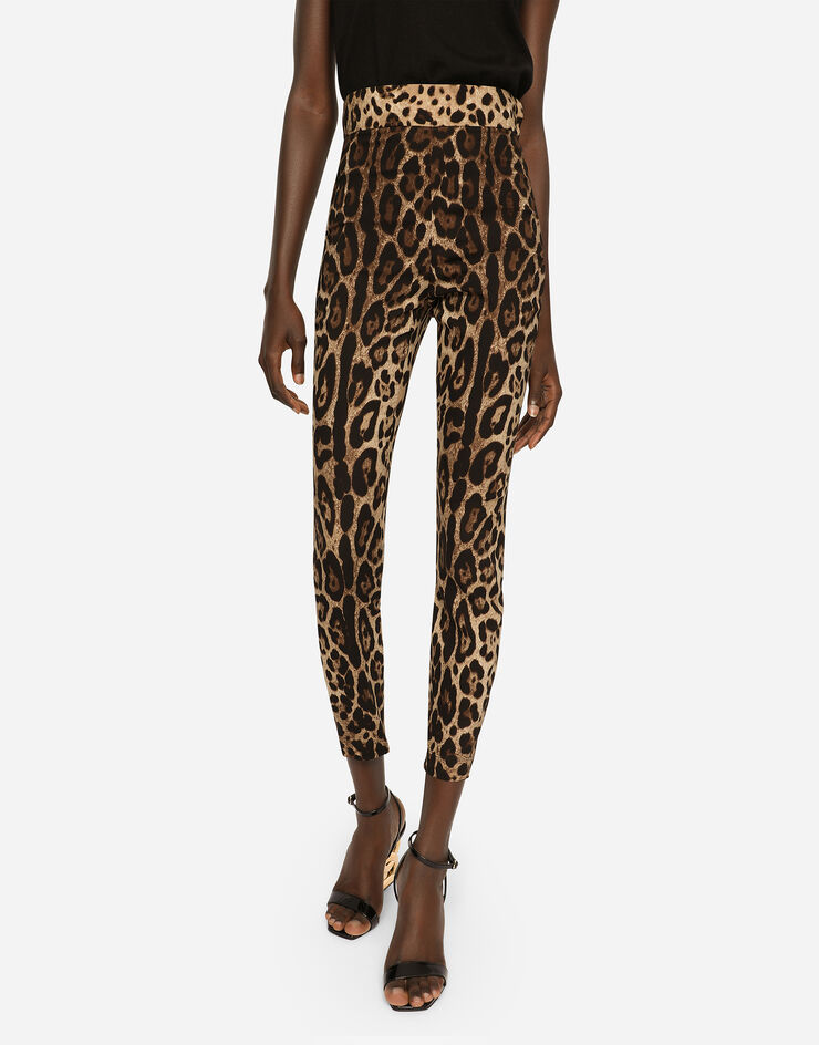 Leggings in charmeuse with leopard print in ANIMAL PRINT for Women