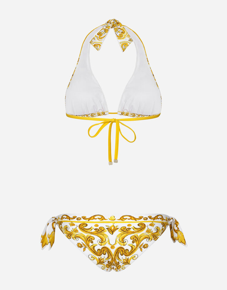 Dolce & Gabbana Majolica-print padded triangle bikini Print O8A54JONO19