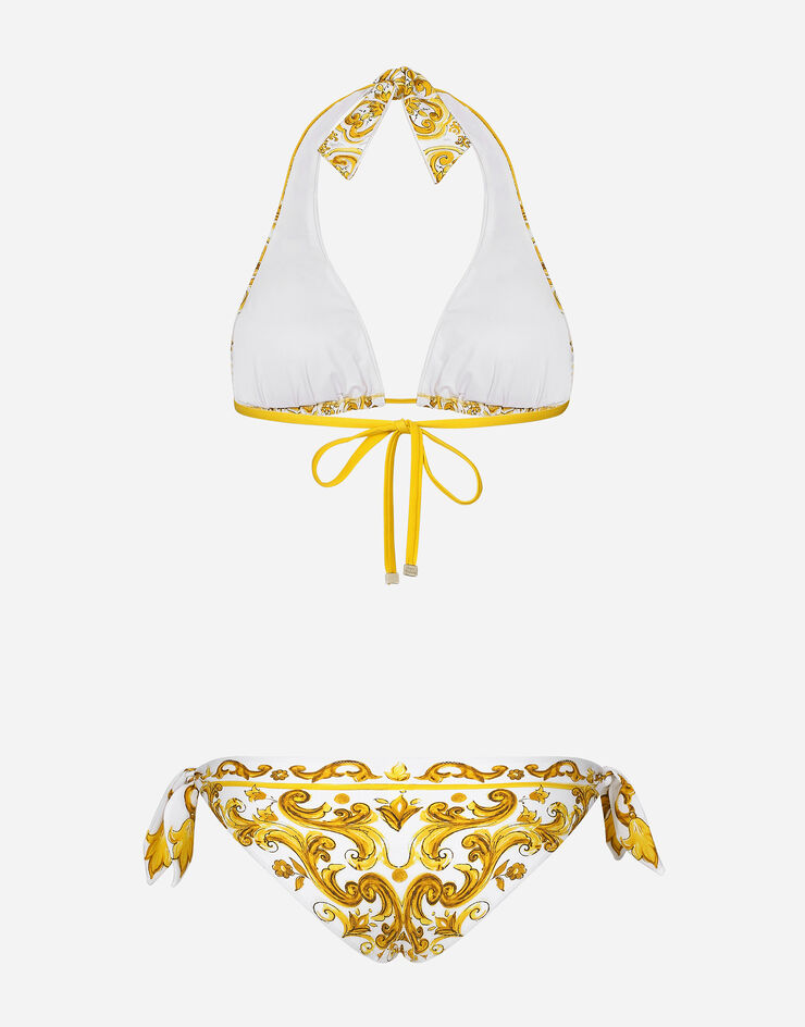 プリのウィメンズ Majolica-print padded triangle bikini 