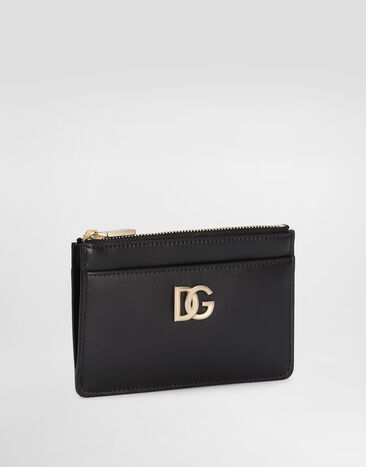 Dolce & Gabbana Calfskin card holder with DG logo Black BI1261AW576