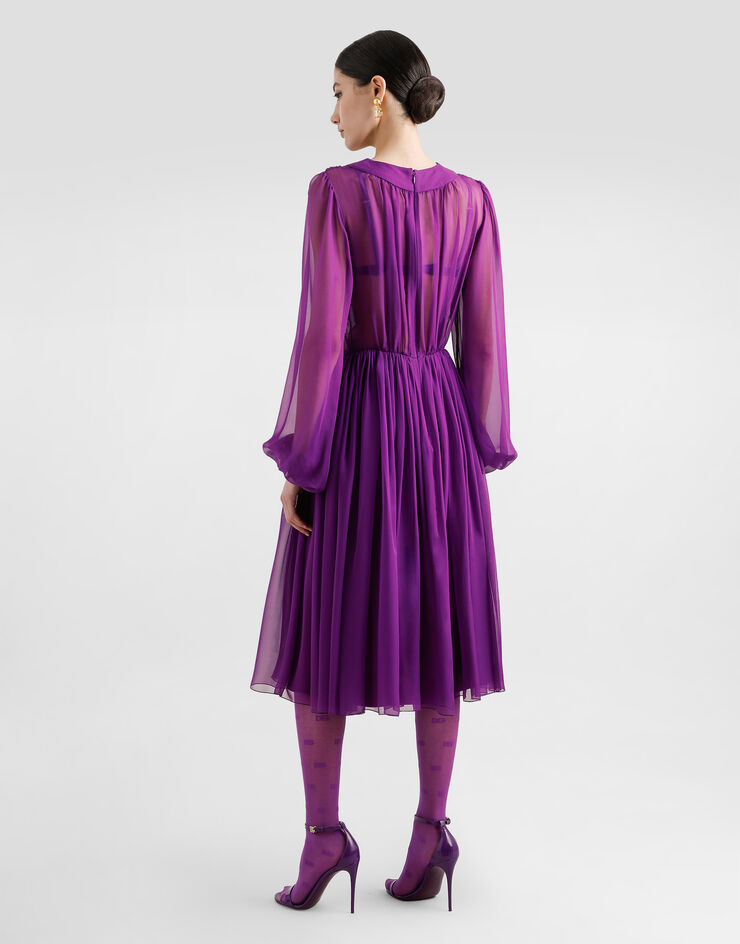 Dolce & Gabbana クロス パターン シフォン ドレス Purple F6CNUTFU1AT