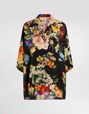 Dolce & Gabbana Flower bouquet-print charmeuse shirt Print F5T75TFSA7W