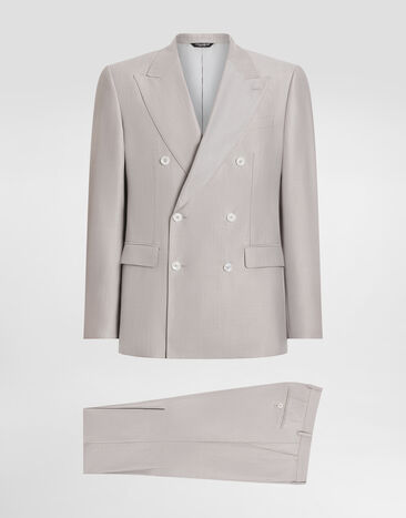 Dolce & Gabbana Deconstructed double-breasted wool and silk suit Black G2QS7TFU4MC