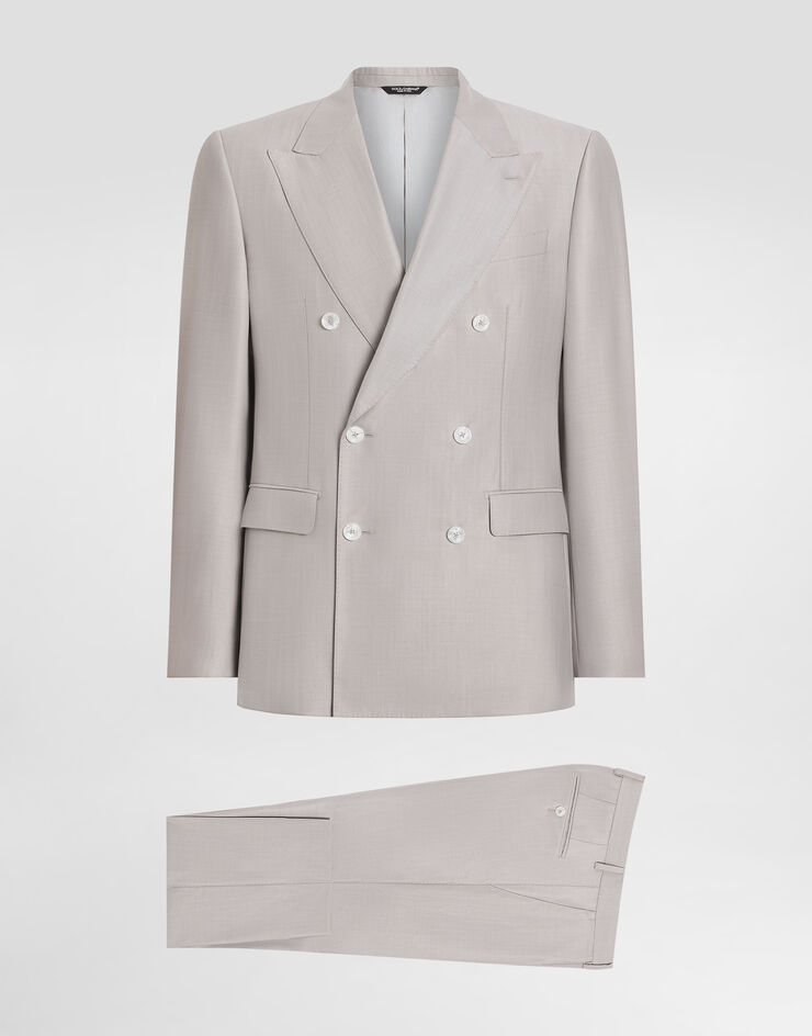 Dolce & Gabbana Deconstructed double-breasted wool and silk suit Pink GK021TFU3H1