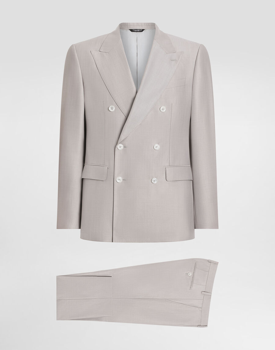 Deconstructed double-breasted wool and silk suit