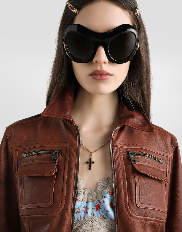 Dolce & Gabbana Vegetable nappa leather jacket Brown F9U06LHULZQ