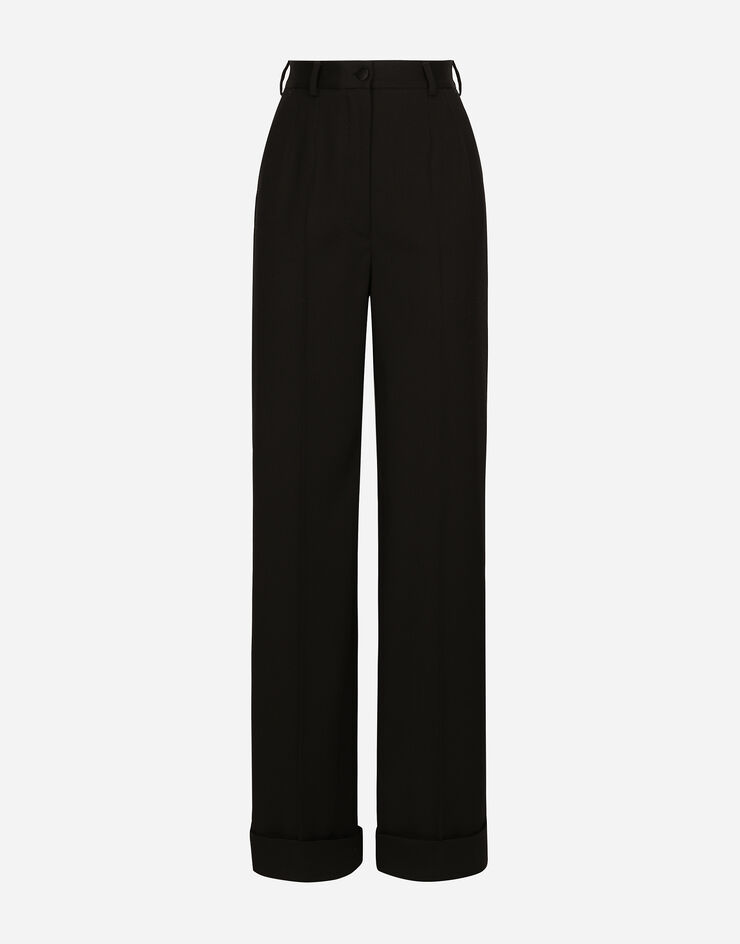 Dolce & Gabbana Pantalón acampanado en gabardina de lana Negro FTC32TFU28J