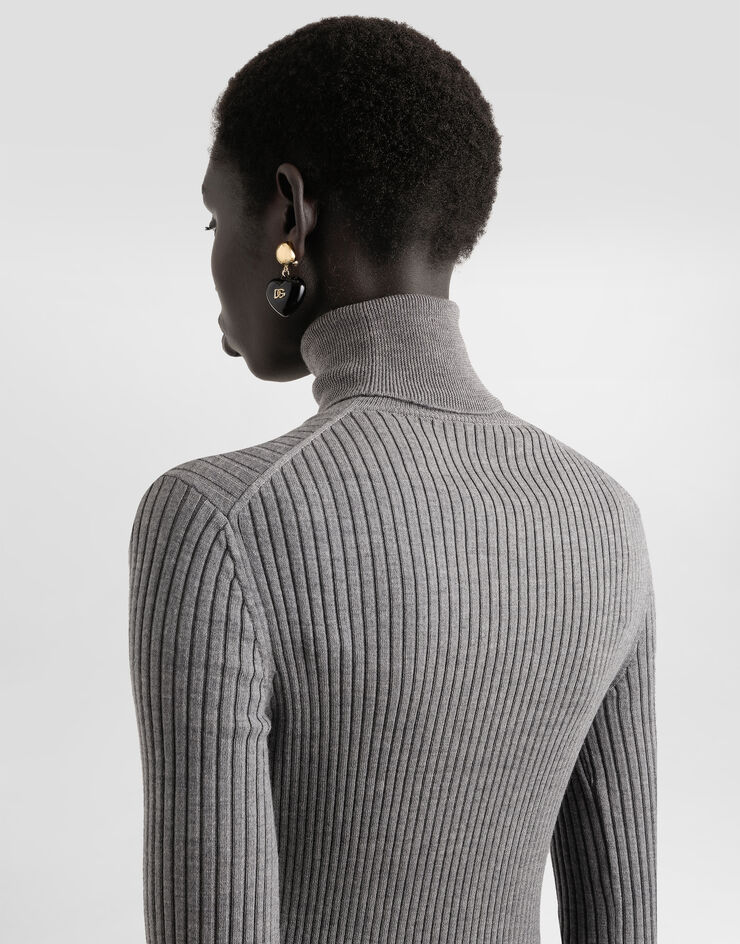 Dolce & Gabbana Turtleneck long dress in wool Grey FXS46TJDVDC
