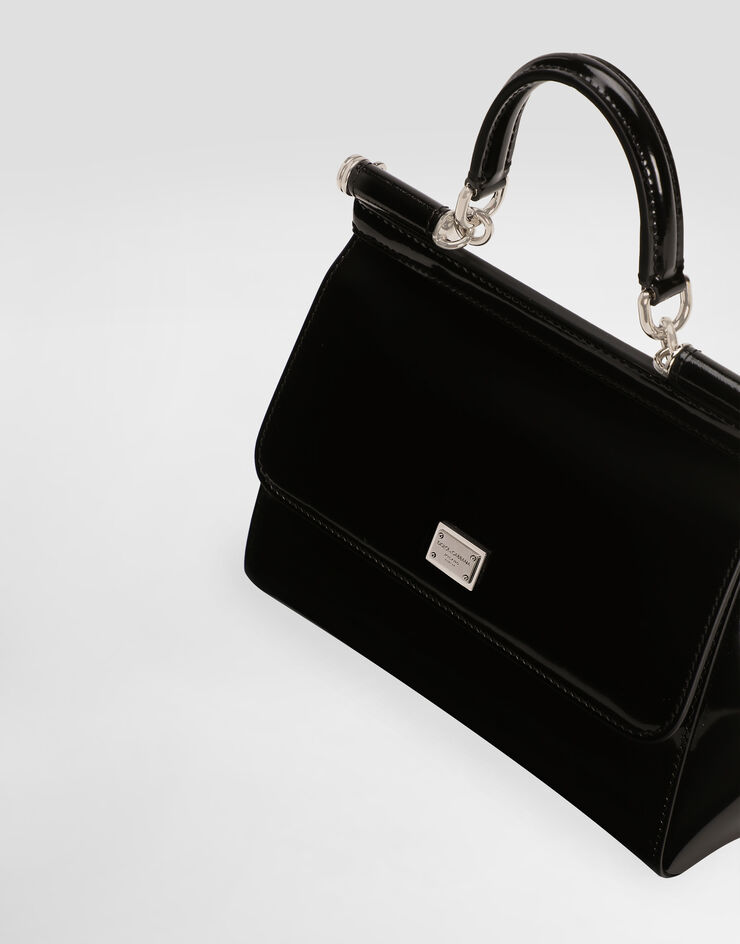 Dolce & Gabbana Small Sicily handbag in polished calfskin Black BB6003AI413