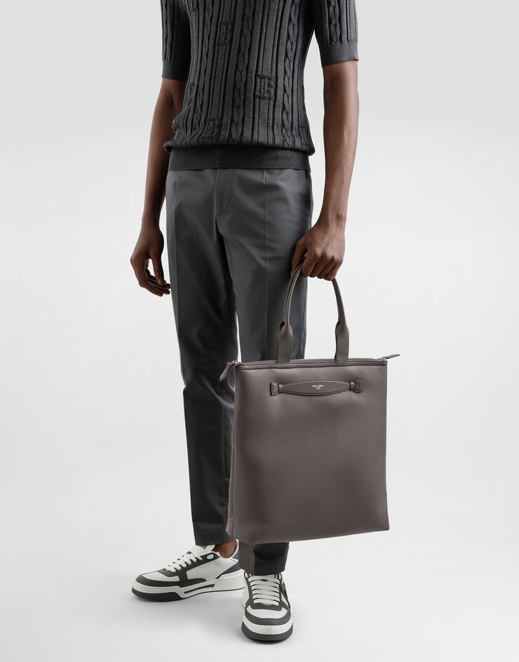 Dolce & Gabbana Bolso shopper de napa de piel de becerro Gris BM2415AF984