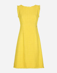 Dolce & Gabbana Raschel tweed calf-length dress with DG logo Yellow F6UT1TFU5T9