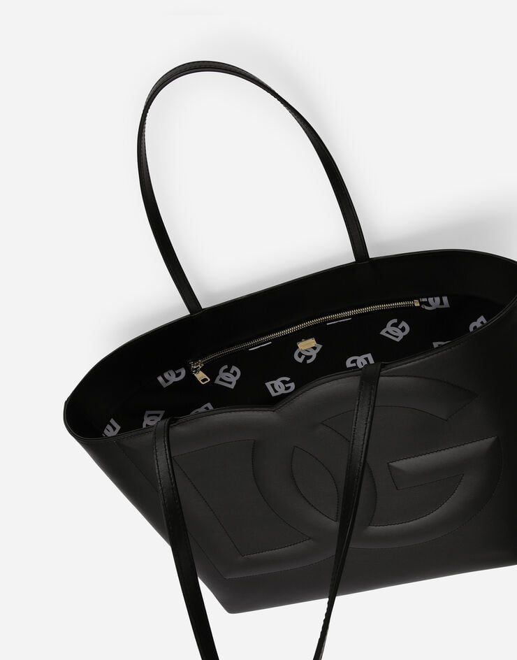 Dolce & Gabbana Cabas DG Logo Bag moyen format en cuir de veau Noir BB7338AW576