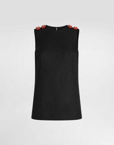 Dolce & Gabbana Top en tejido de estera Black F7BY3TFU9AU