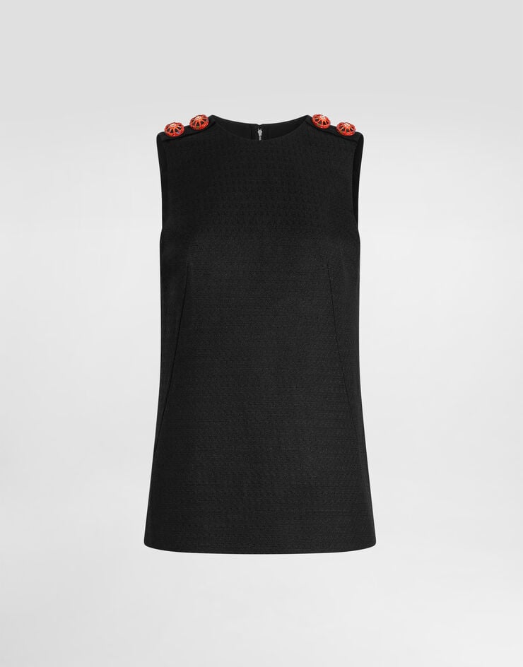 Dolce & Gabbana Top en tejido de estera Black F7BY3TFU9AU