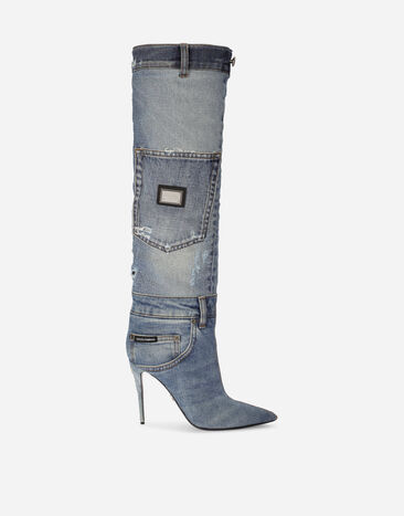 Dolce & Gabbana Patchwork denim boots Gold CU1161A6A02