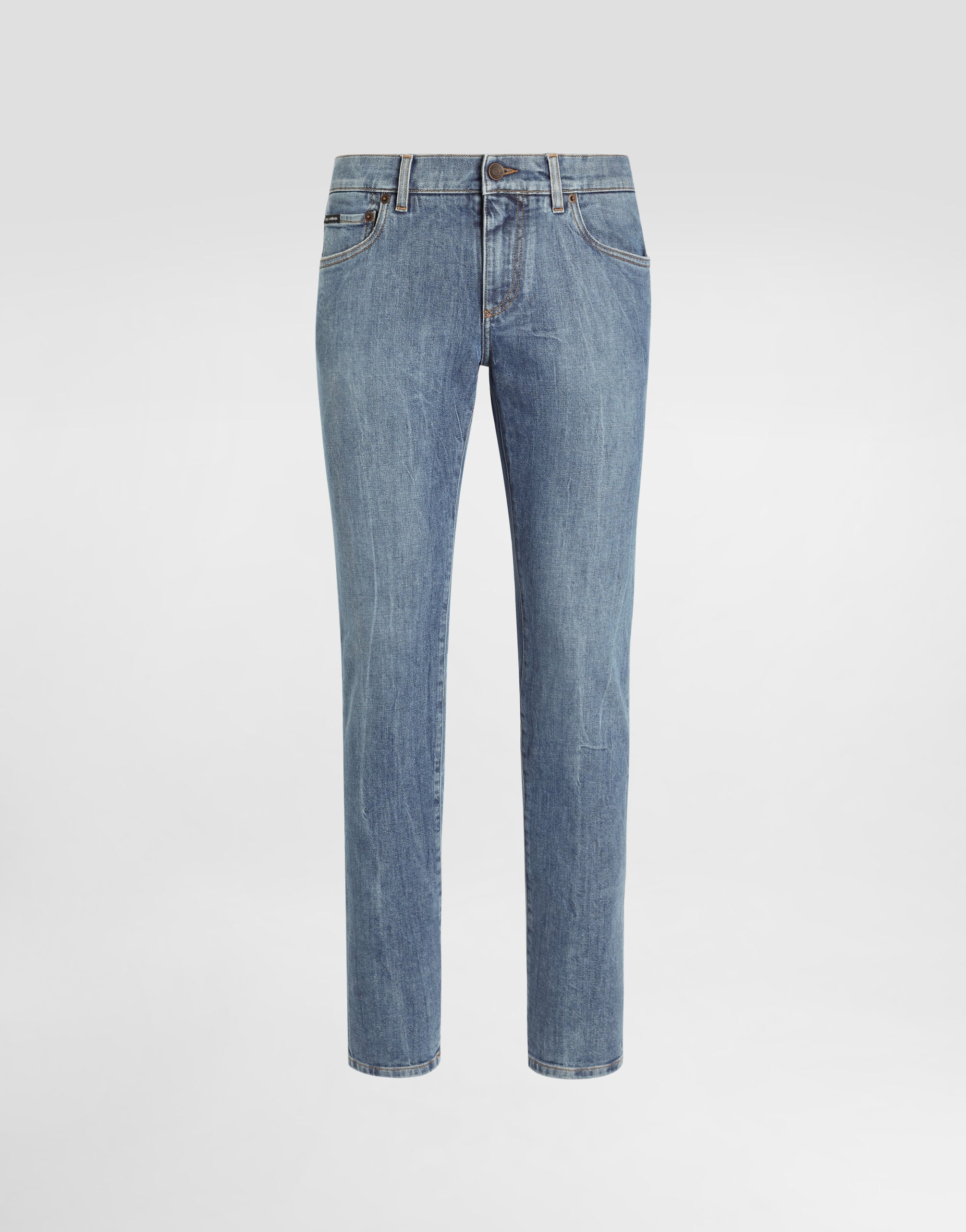 Light blue wash skinny stretch jeans in Multicolor for Men