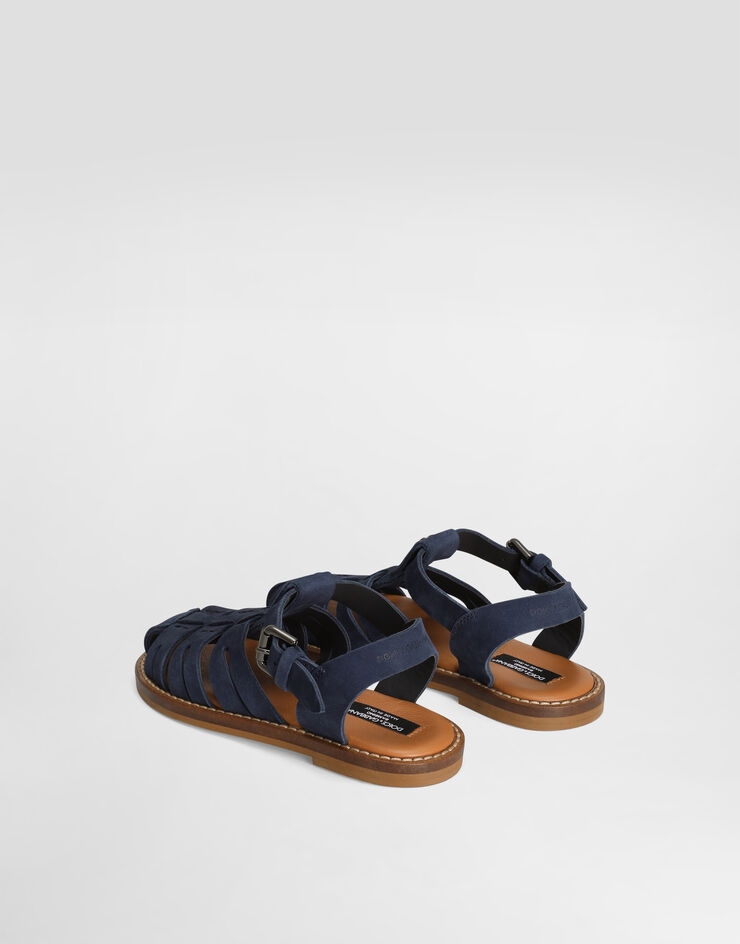 Dolce & Gabbana Sandalia de nobuk con logotipo DG Blue DA5279A1061