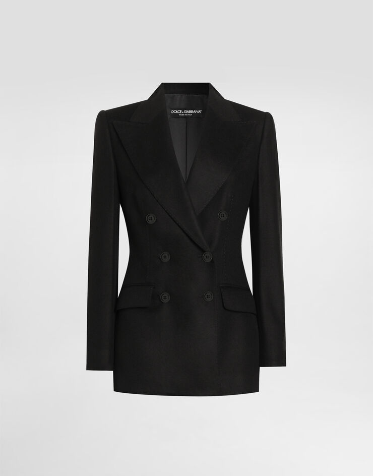 Dolce & Gabbana Double-breasted jacket in silk and Cashmere Black F29KKTGDDC0