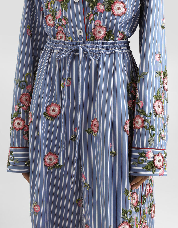Dolce & Gabbana Poplin trousers with floral embroidery Dolce & Gabbana Poplin trousers with floral embroidery Multicolor FTDJEZGDDR8