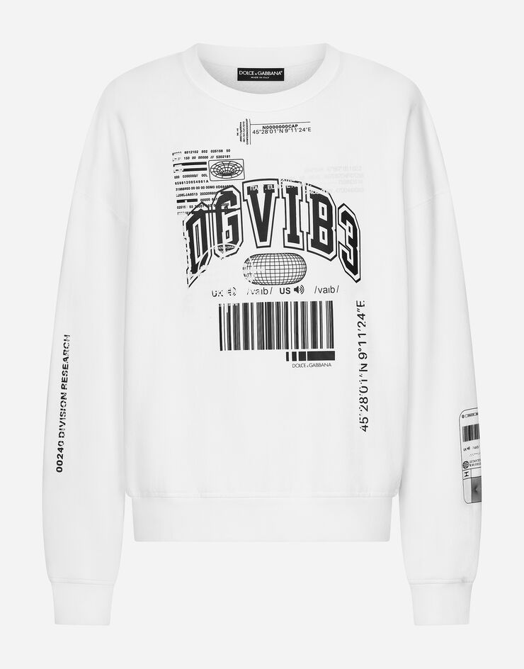 Dolce & Gabbana Sweat-shirt en jersey à imprimé DGVIB3 et logo Blanc G9AQVTG7K3H