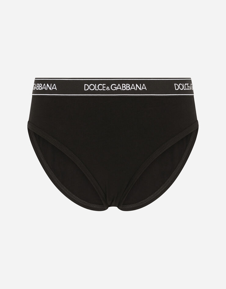 Dolce & Gabbana Jersey briefs with branded elastic Schwarz O2B20TFUEEY