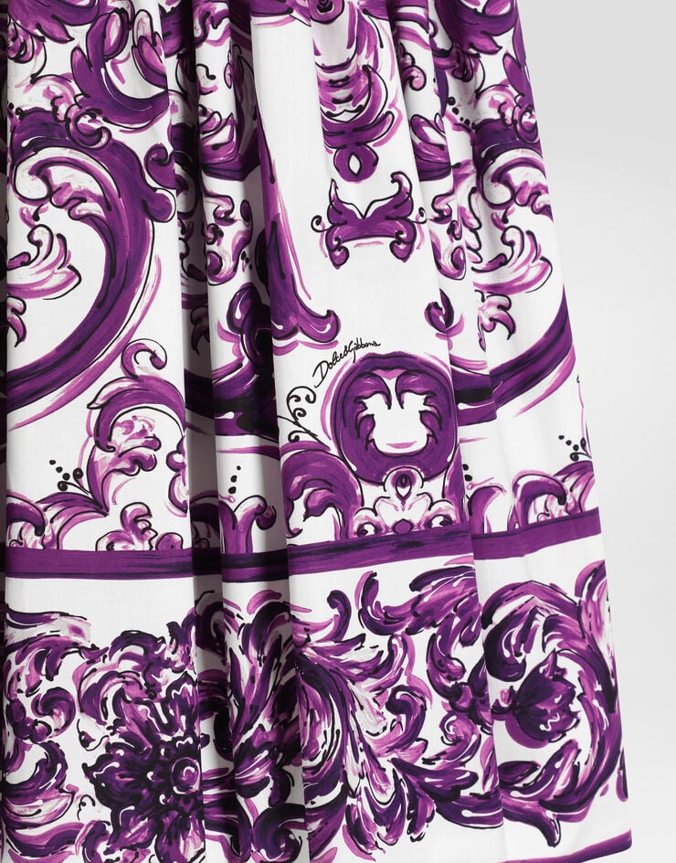 Dolce & Gabbana Rock aus Baumwollpopeline mit Majolika-Print Multicolor L55I64FI5JG