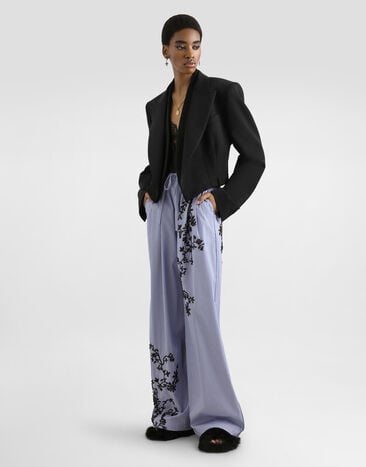 Dolce & Gabbana Striped poplin trousers with flowers embroidery Multicolor FTDJDZGDDRZ