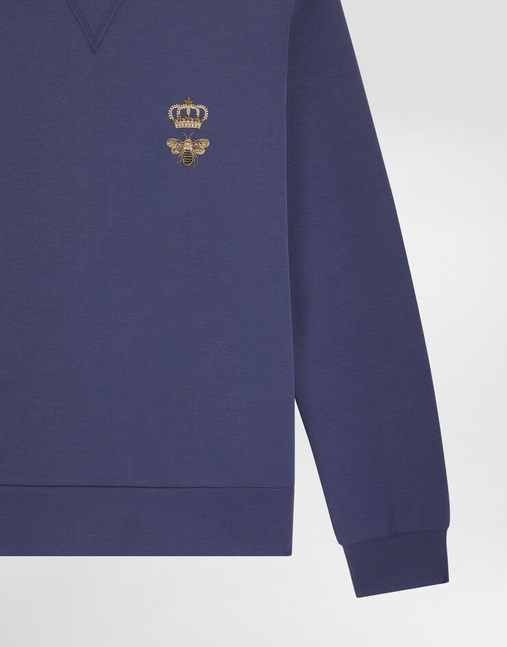 Dolce&Gabbana Cotton jersey sweatshirt with embroidery Blau G9ABJZHU7H9