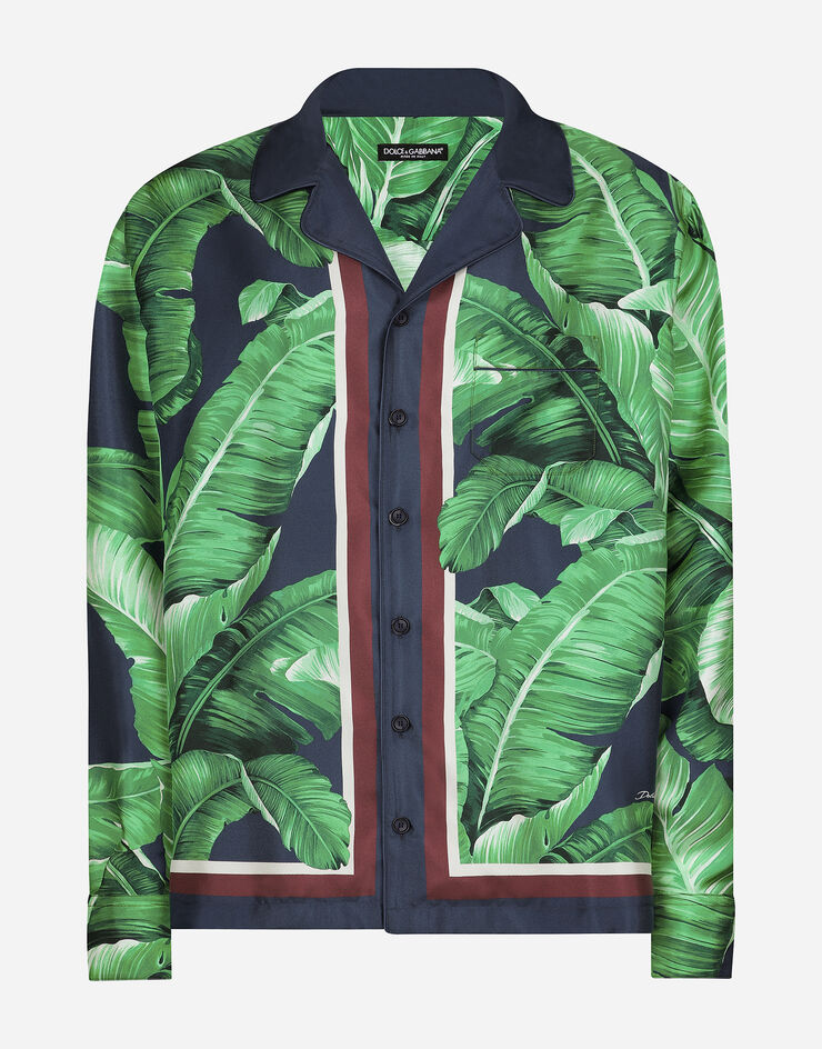 Banana-tree-print silk shirt in Print for | Dolce&Gabbana® US