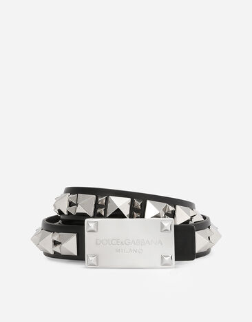 Dolce & Gabbana Calfskin belt with studs Multicolor BE1588AD986