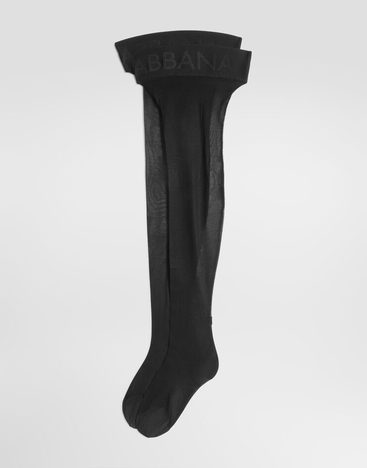 Dolce & Gabbana hold-up stockings with logo Black O4B08TON02S