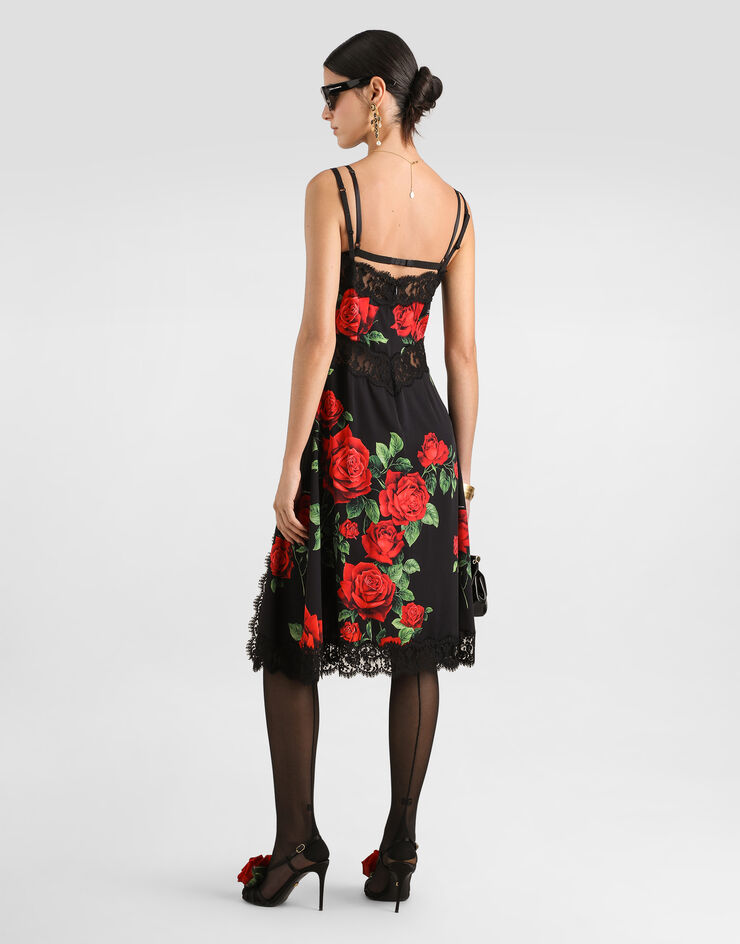 Dolce & Gabbana Rose-print charmeuse dress Dolce & Gabbana Rose-print charmeuse dress Multicolor F619NTFSA9R