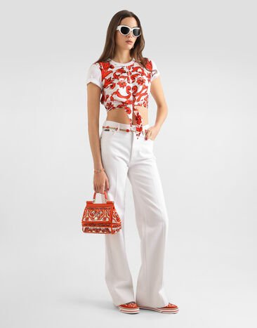 Dolce & Gabbana تي شيرت من جيرسي بطبعة ماجوليكا Multicolor F8W50TGDDT2