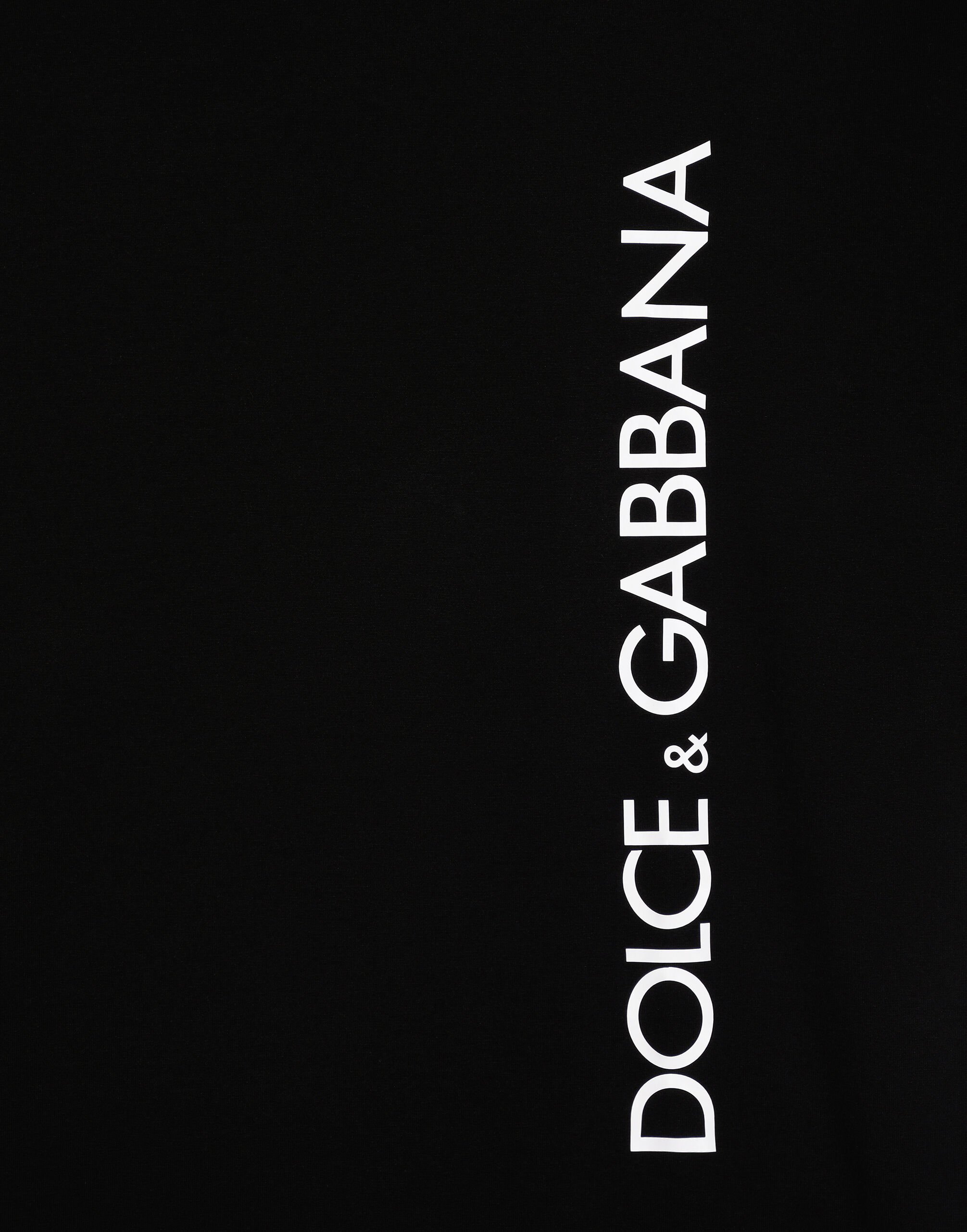 Short-sleeved T-shirt with vertical logo print in Black for