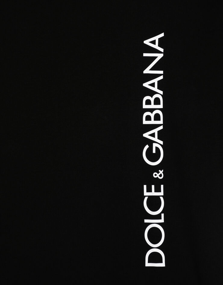 Dolce & Gabbana T-shirt manica corta stampa logo verticale Nero G8PN9TG7M1D