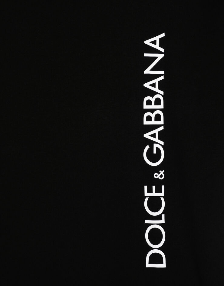 Dolce & Gabbana Camiseta de manga corta con logotipo vertical estampado Negro G8PN9TG7M1D