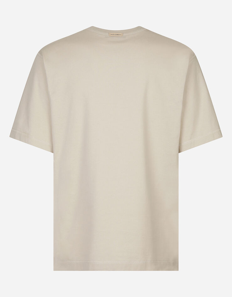 Dolce & Gabbana Camiseta de algodón con logotipo DG estampado Beige G8PN9TG7NPV